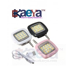 OkaeYa- MINI Portable 16 LED Spotlight smartphone led flash fill light for iPhone and Android Devices for External Flash Fill Light Self Works with all Android or Iphone Devices (1 Year Warranty, Color May Vary)